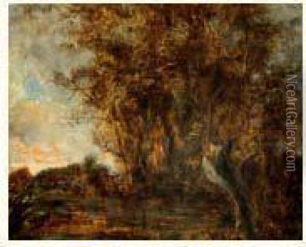 La Mare Aux Fees Dans La Foret De Fontainebleau Oil Painting - Theodore Rousseau