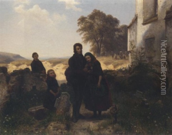The Farewell Oil Painting - Carl Wilhelm Huebner