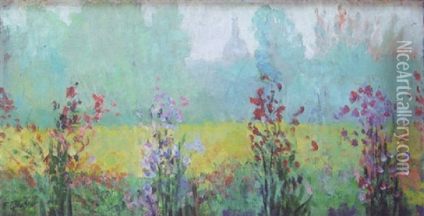 Paisaje Con Flores Oil Painting - Ernest Quost