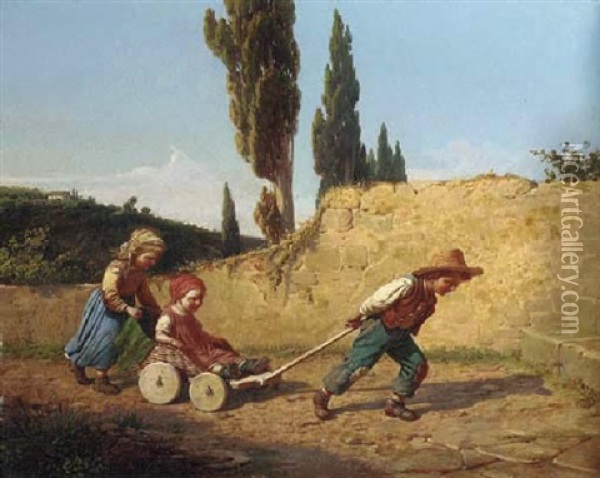 La Carrozzina Oil Painting - Gaetano Chierici