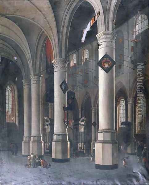The interior of the New Church in Delft with the Tomb of William the Silent Oil Painting - Hendrick Van Vliet