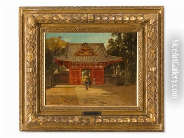 Shiba Temple In Tokyo Oil Painting - John Varley the Younger