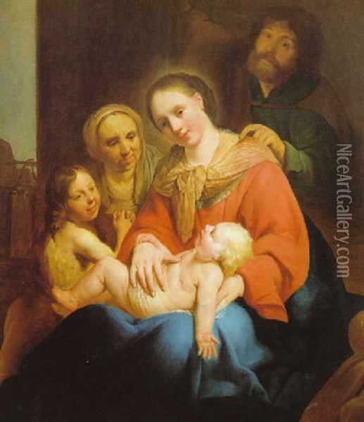 Die Heilige Familie Mit Dem Johannesknaben Und Der Heiligen Elisabeth Oil Painting - Pieter Fransz de Grebber