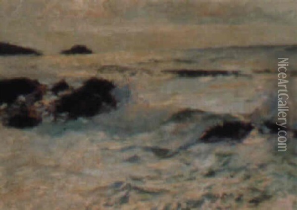 Sun And Sea Oil Painting - Julius Olsson