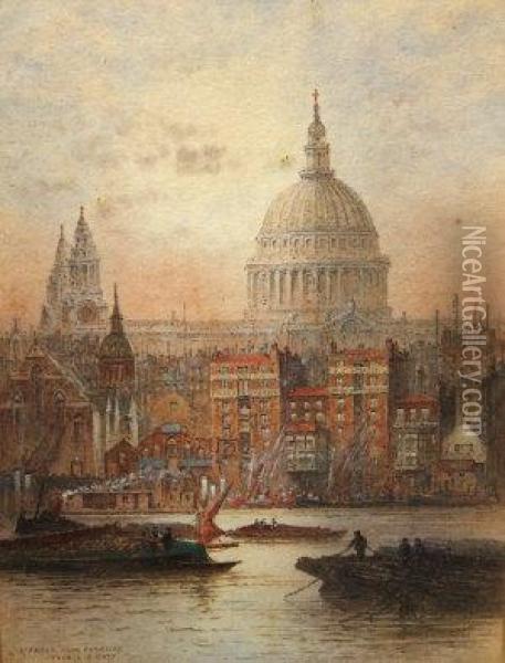St. Pauls From Bankside Oil Painting - Frederick E.J. Goff