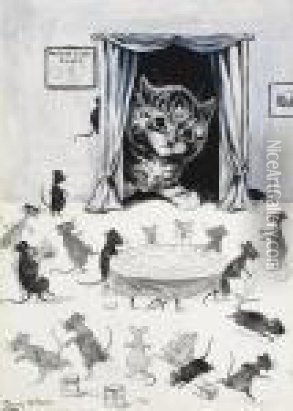 The Mouse Club Rules Oil Painting - Louis William Wain