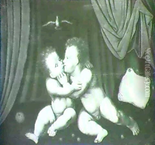 The Infants Christ And Saint John Oil Painting - Joos Van Cleve