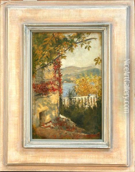 View Across A Lake From Aterraced Garden Oil Painting - Joseph Eugen Horwarter