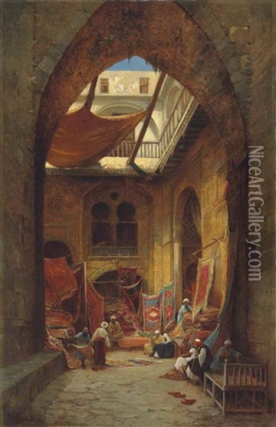 The Rug Merchants Oil Painting - Hermann David Salomon Corrodi