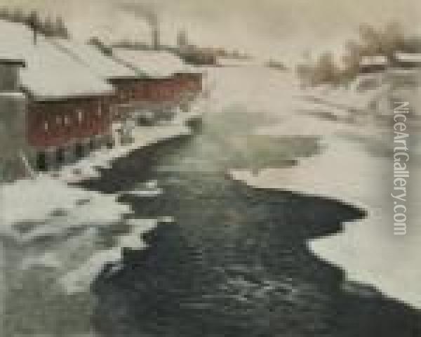 Winter In Norway. Oil Painting - Fritz Thaulow