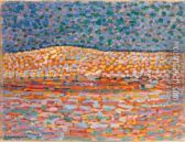 Pointillist Dune Study, Crest At Left Oil Painting - Piet Mondrian