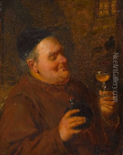 Monch Mit Weinglas Oil Painting - Eduard von Gruetzner