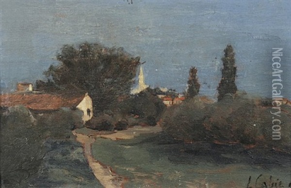Landschaft Bei Bassens (gironde) Oil Painting - Louis Alexandre Cabie