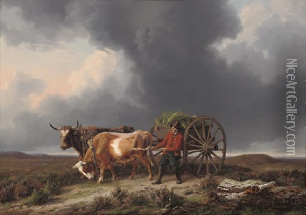 Hurrying Home Before The Storm Oil Painting - Edmond Tschaggeny