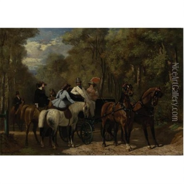 The Meeting Oil Painting - Henri d'Ainecy Montpezat