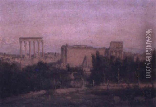 Grecian Ruins Oil Painting - Luigi Maria Galea