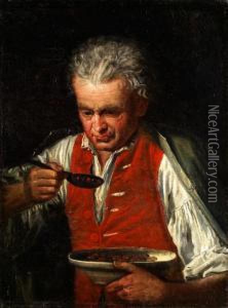 Neapolitanischer Landmann Beim Bohnenessen Oil Painting - Giuseppe Bonito