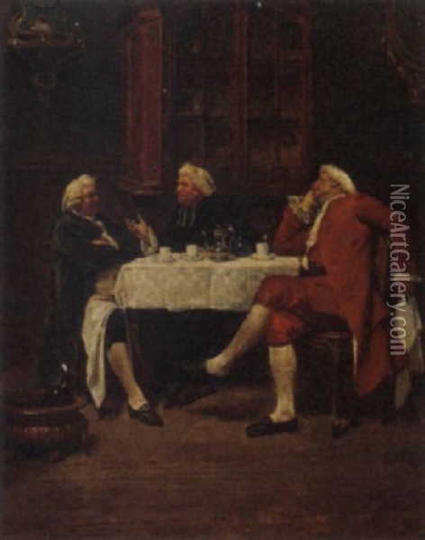 Teatime Conversation Oil Painting - Maurice Blum