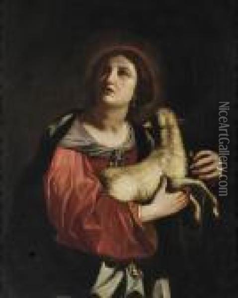 Santa Martire Con Aglello Oil Painting - Guercino