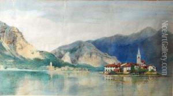 Continental Lake Scene Oil Painting - John Absolon