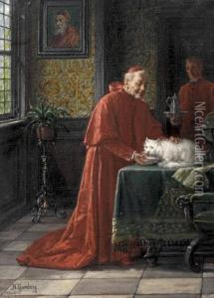 Die Katze Des Kardinals Oil Painting - Adolf Humborg