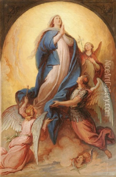 The Assumption Of The Virgin Mary Oil Painting - Karl Baumeister