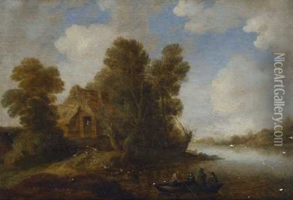 Flusslandschaft Mit Bauernhaus Oil Painting - Gillis (Egidius I) Peeters