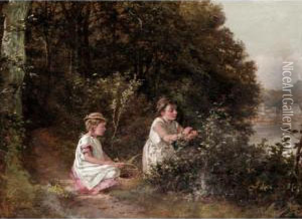 Picking Redcurrants Oil Painting - Valentin Walter Bromley