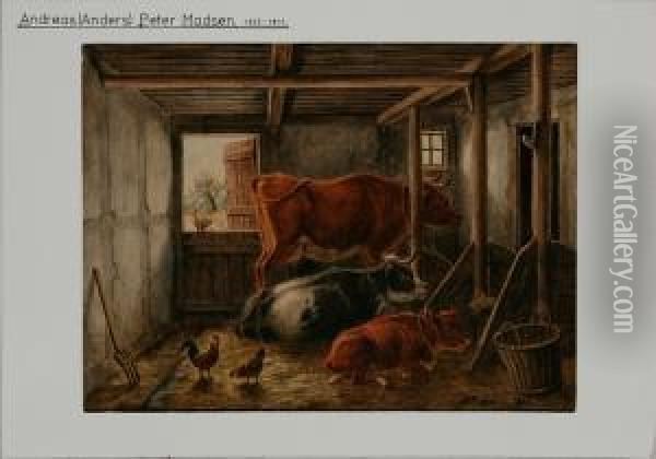 A Drawing Collection Of Animals Oil Painting - Andreas Peter Madsen