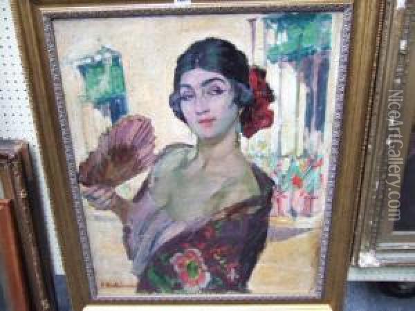Castlucho, Flameco Dancer, Signed Oil Painting - Claudio Castelucho Diana