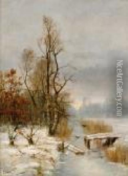 Winter Landscape With Birchtrees Oil Painting - Cornelis Kuypers