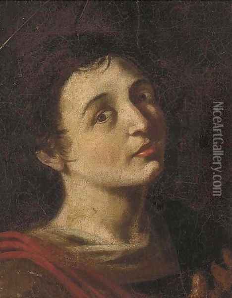 Head of a Saint Oil Painting - Bartolomeo Manfredi