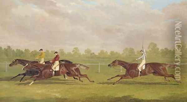 The Doncaster Gold Cup of 1835 with Lord Westminster's colt Touchstone, with William Scott up, Mr. Richardson's colt Hornsea Oil Painting - John Frederick Herring Snr