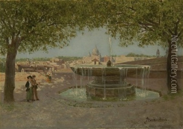 Veduta Dall Accademia Di Francia, Roma Oil Painting - Antonietta Brandeis