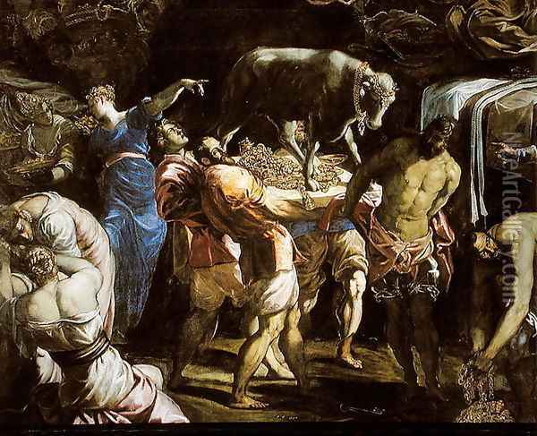 Adoration of the Golden Calf, 1546 Oil Painting - Jacopo Tintoretto (Robusti)