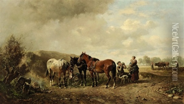 Rast Auf Dem Felde Oil Painting - Ludwig Hartmann