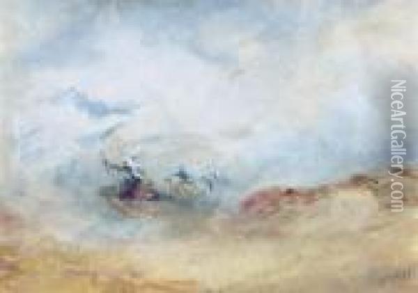 Crossing The Desert In A Storm Oil Painting - Hercules Brabazon Brabazon