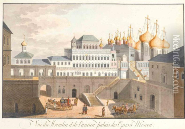 View Of The Kremlin Oil Painting - Johann Gottlieb Lohrer