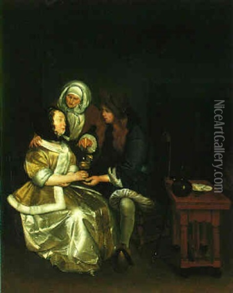 A Glass Of Lemonade Oil Painting - Gerard ter Borch the Younger
