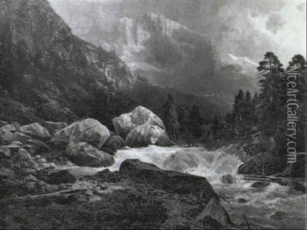 Gebirgsbach In Sudtirol (?) Oil Painting - Karl Moser the Elder