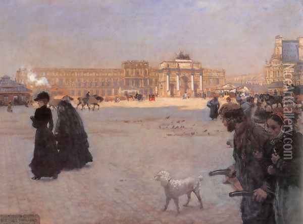 The Place De Carrousel And The Ruins Of The Tuileries Palace In 1882 Oil Painting - Giuseppe de Nittis