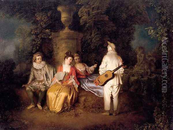 Party of Four 1713 Oil Painting - Jean-Antoine Watteau