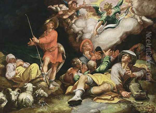 Adoration of the Shepherds c. 1600 Oil Painting - Abraham Bloemaert