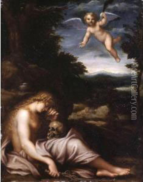The Penitent Magdalene Oil Painting - Agostino Carracci
