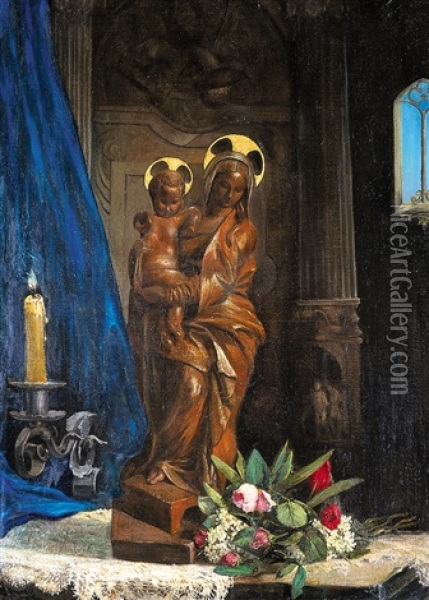 La Vierge Et L'enfant Oil Painting - Xavier Mellery