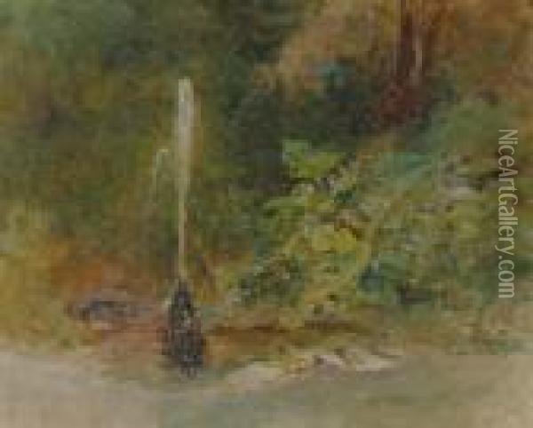 Fountain At Comfort Lodge, Florida Oil Painting - Louis Comfort Tiffany