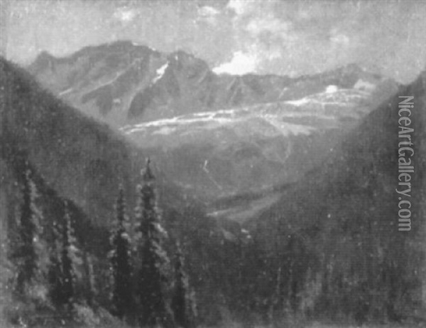 Overlooking A Pass In The Rockies Oil Painting - Frederic Marlett Bell-Smith