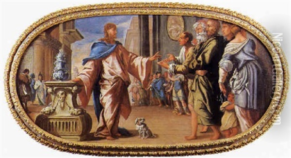 Cristo E La Moneta Del Tributo Oil Painting - Alesandro Lanfranchi