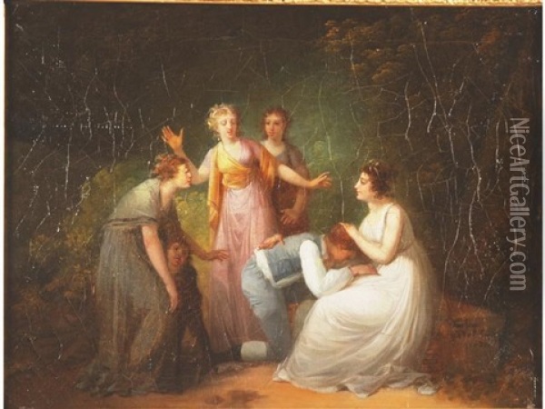 Le Jeu De La Main Chaude Oil Painting - Henri Nicolas Van Gorp