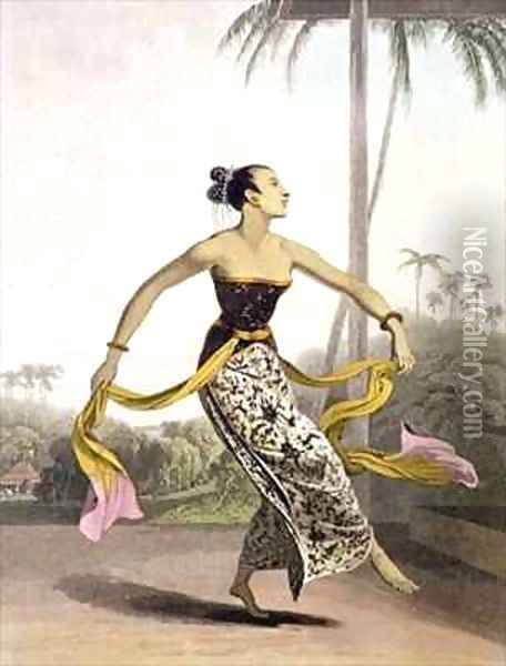 A Ronggeng or Dancing Girl Oil Painting - William Daniell RA